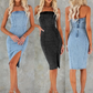 Strapless Sleeveless Denim Midi Dress