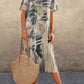 Women's Chiffon Abstract Print V Neck Flutter Sleeve Midi Dress