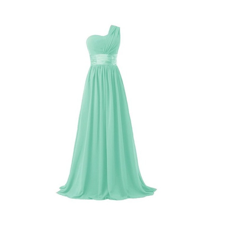 One Shoulder Chiffon A-Line Evening Bridesmaid Dress