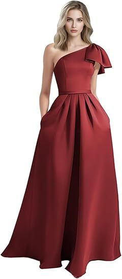 One-Shoulder Sleeveless Long Satin Dress