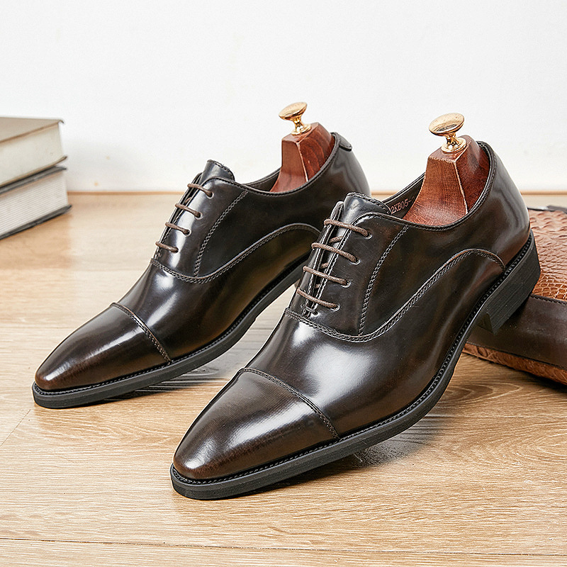 Man's Baotou Lace Up Derby Wedding Shoes