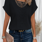 Lace Short Sleeves Crew Neck Top