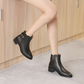 Black Round Toe Buckle Ankle Boots