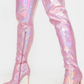 Metallic Pointed Toe Over The Knee Boots