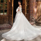 Ivory Mesh Lace Off Shoulder Heart Neckline Wedding Dress