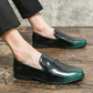 Men's Gradient Leather Round Toe Slip-On Loafers