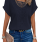 Lace Short Sleeves Crew Neck Top