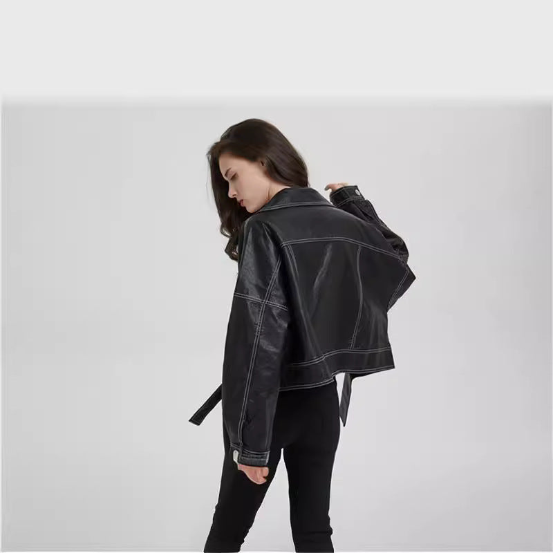 Split Hem Faux Leather Jacket