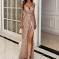 A-Line Sequin Surplice Neck Cami Prom Dress