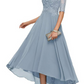 Lace Short Sleeve Round Neck Bridesmaid Dress