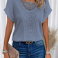 Lace Short Sleeves Crew Neck Top