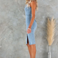 Strapless Sleeveless Denim Midi Dress