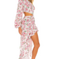 One Shoulder Ruffle Cut out Floral Printed Dress