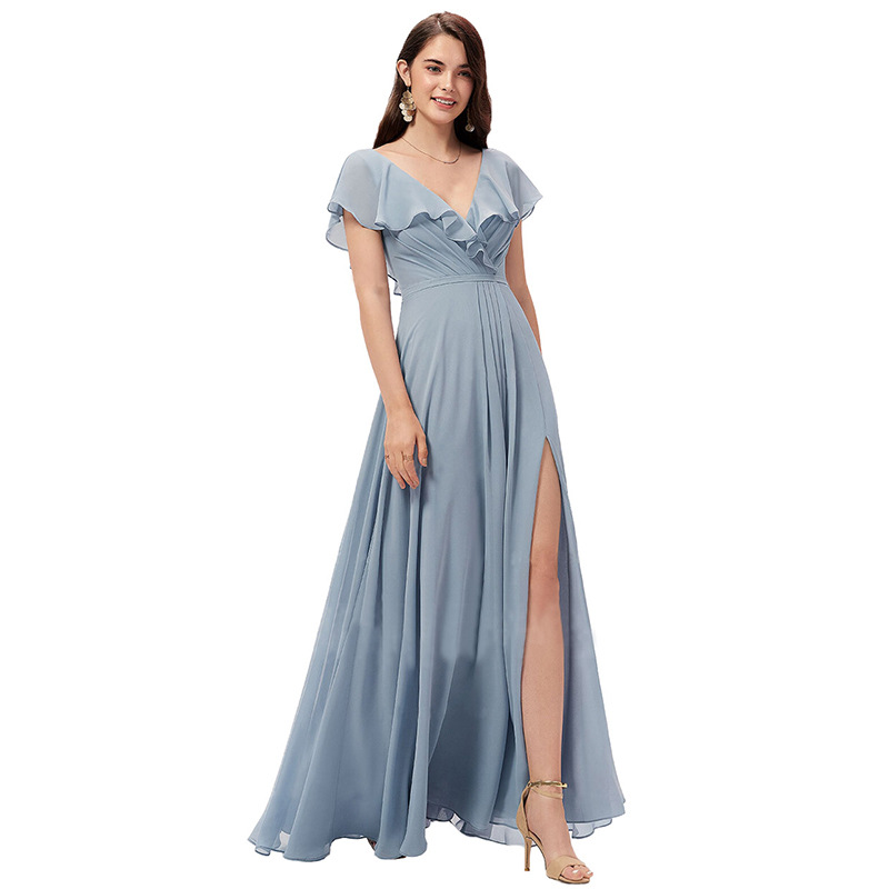 High Low Short Sleeve Dress Bridesmaid Dress