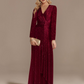 Long Sleeve V Neck Sequined Evening Dress