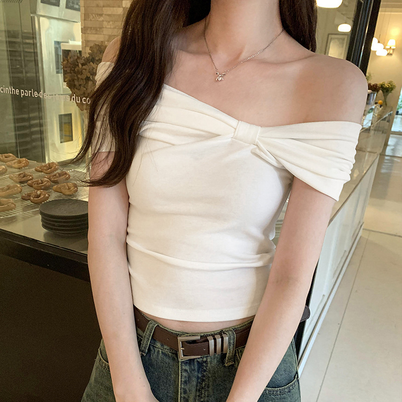 Side Knot Off-Shoulder Fitted Top