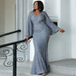 Plus Size Flared Sleeve Curve Party Dress