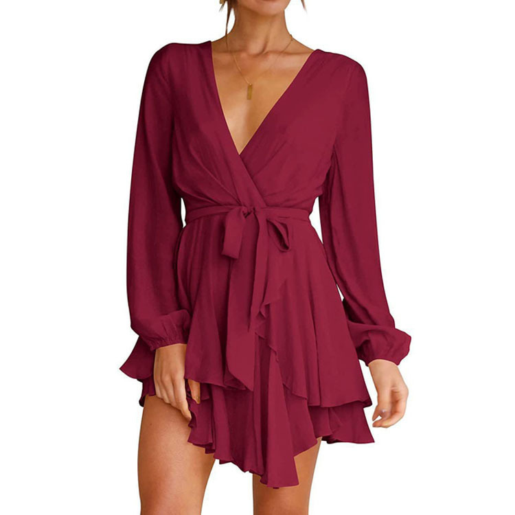 Layered Balloon Sleeve Mini Dress