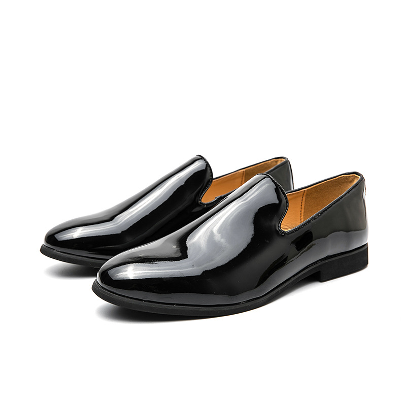 Men's Gradient Leather Round Toe Slip-On Loafers