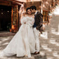 Ivory Mesh Lace Off Shoulder Heart Neckline Wedding Dress