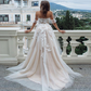 A Line Off Shoulder Tulle Sweetheart Lace Beach Wedding Dress