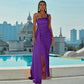 One Shoulder Draping Split Leg Maxi Prom Dress