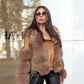 Long Sleeves Zipper Faux Fur Jacket