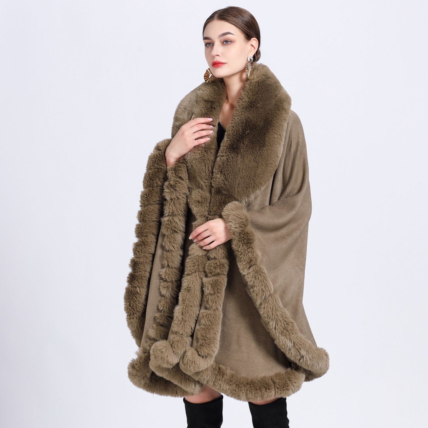 Cloak Cape Faux Fur Bride Wraps Poncho Coat