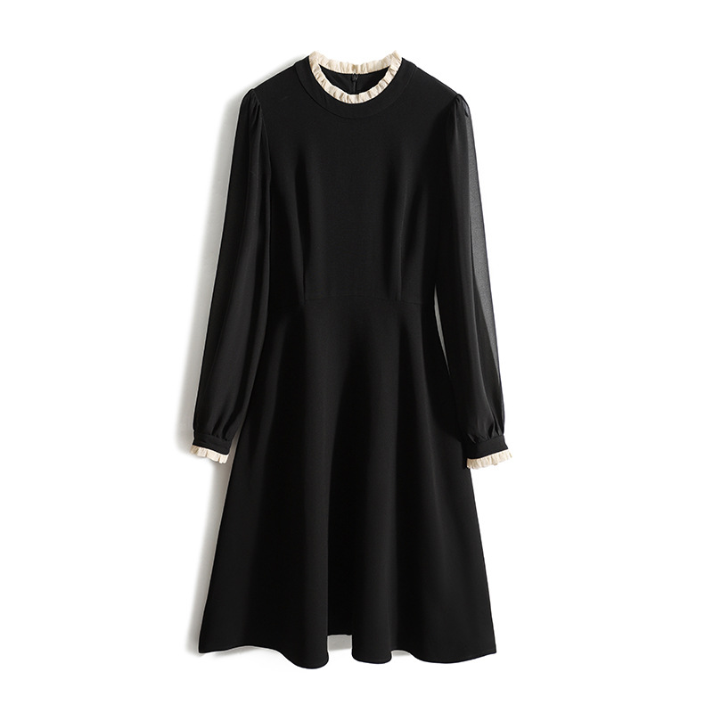 The Black Long Sleeve Sheer Mini Dress