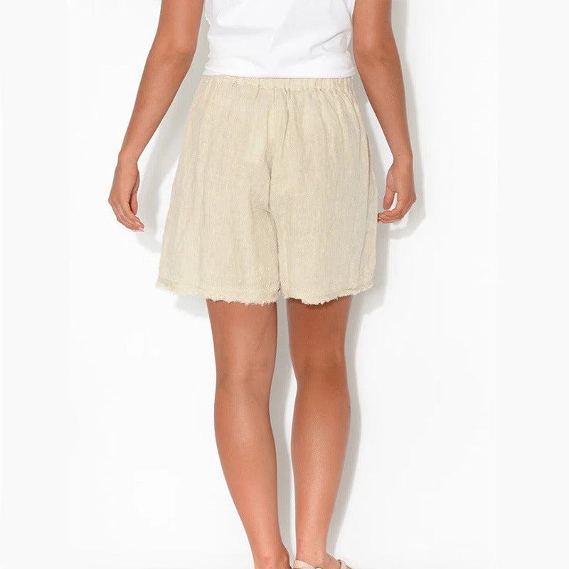 Casual Solid Color with Pockets Sashes Shorts