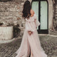 Princess Ruched Off-the-Shoulder Long Sleeves Tulle Brush Train Prom Dress