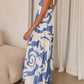 Bohemian Style Geometric Print Back Smocked Loose Maxi Dress