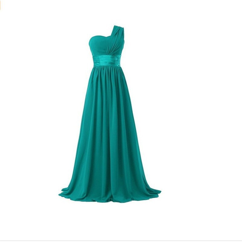 One Shoulder Chiffon A-Line Evening Bridesmaid Dress