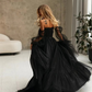 Black Corset Princess Long Sleeves Wedding Dresses With Off-The-Shoulder