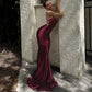 Satin Spaghetti Straps V-neck Sweep Brush Train Prom Dress