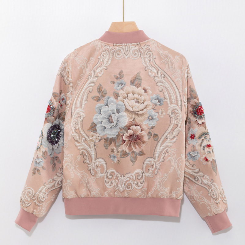 Vintage Line Jacquard Beading Coat Jacket