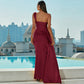 One Shoulder Draping Split Leg Maxi Prom Dress