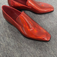 Men's Square Toe Red Metallic Slip-On Leather Loafer