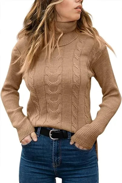 Long Sleeves Knitted Turtleneck Pullover Sweaters