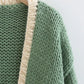 Color Blocked Hand-knitted Chunky Cardigan