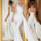 A-Line Sweetheart Satin Sweep Train Wedding Dress With Split Front