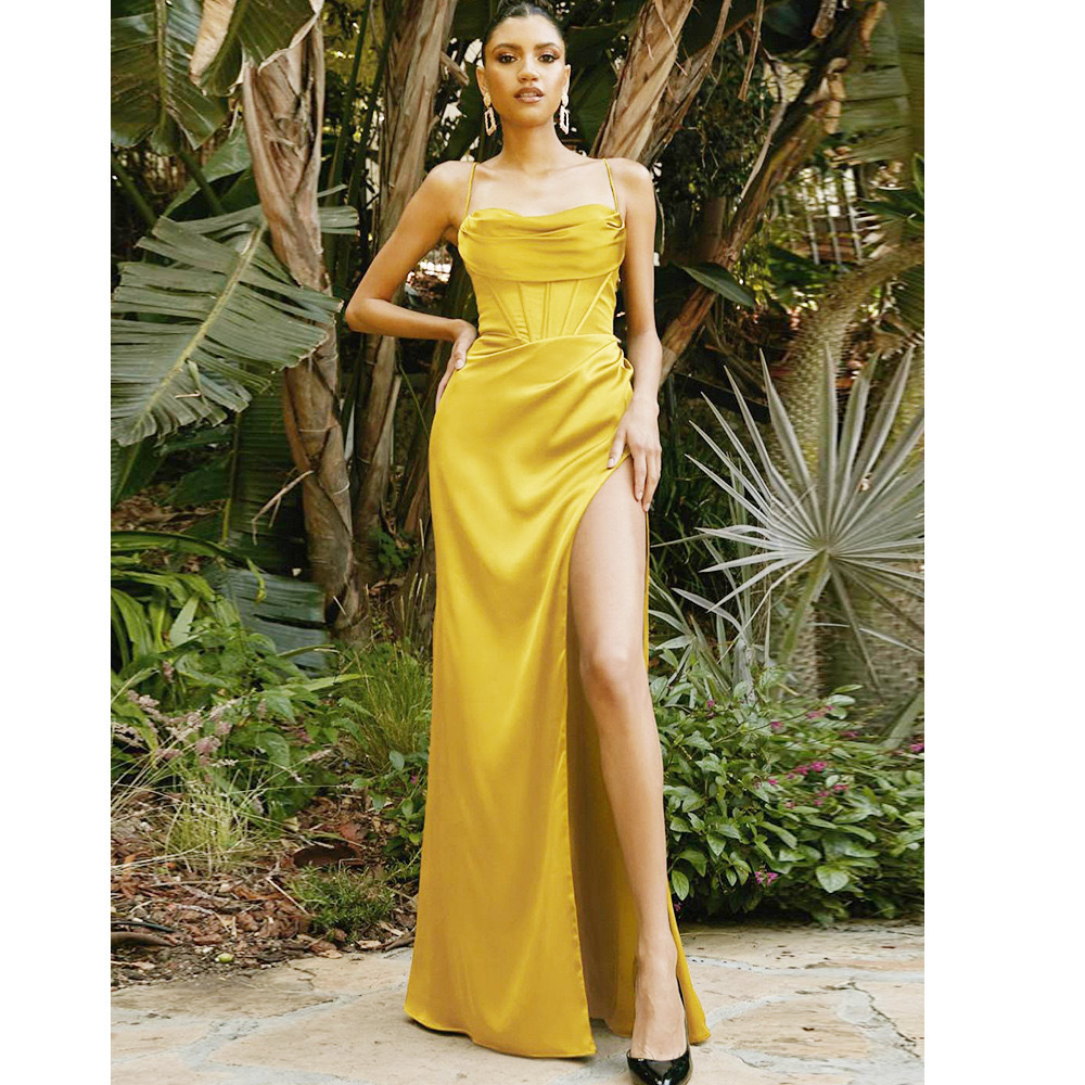 Spaghetti Strap Sleeveless Long Slit Maxi Dress