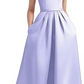 One-Shoulder Sleeveless Long Satin Dress