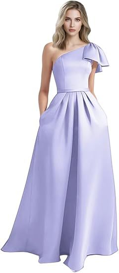 One-Shoulder Sleeveless Long Satin Dress