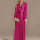 Long Sleeve V Neck Sequined Evening Dress