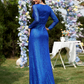 Long Sleeve V Neck Sequined Evening Dress