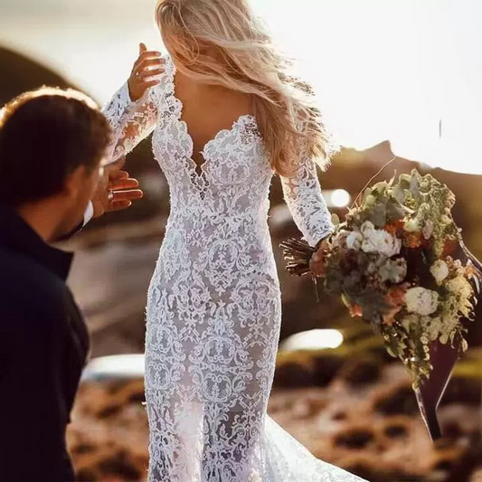 Open Back Mermaid Wedding Dress