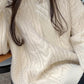 Solid Cable Knit Pullover Sweater