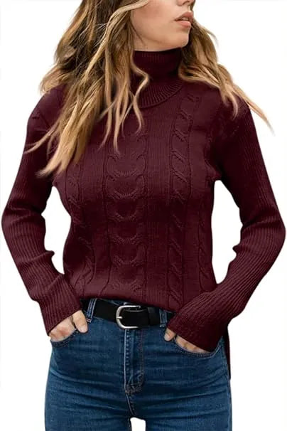 Long Sleeves Knitted Turtleneck Pullover Sweaters