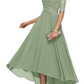 Lace Short Sleeve Round Neck Bridesmaid Dress